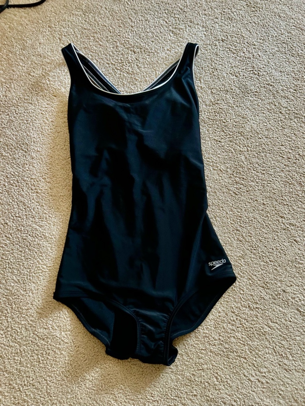 Speedo Black One-Piece Swim Suit with White Trim